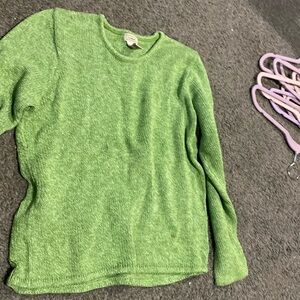 LL Bean Cotton Crewneck Sweater In Green